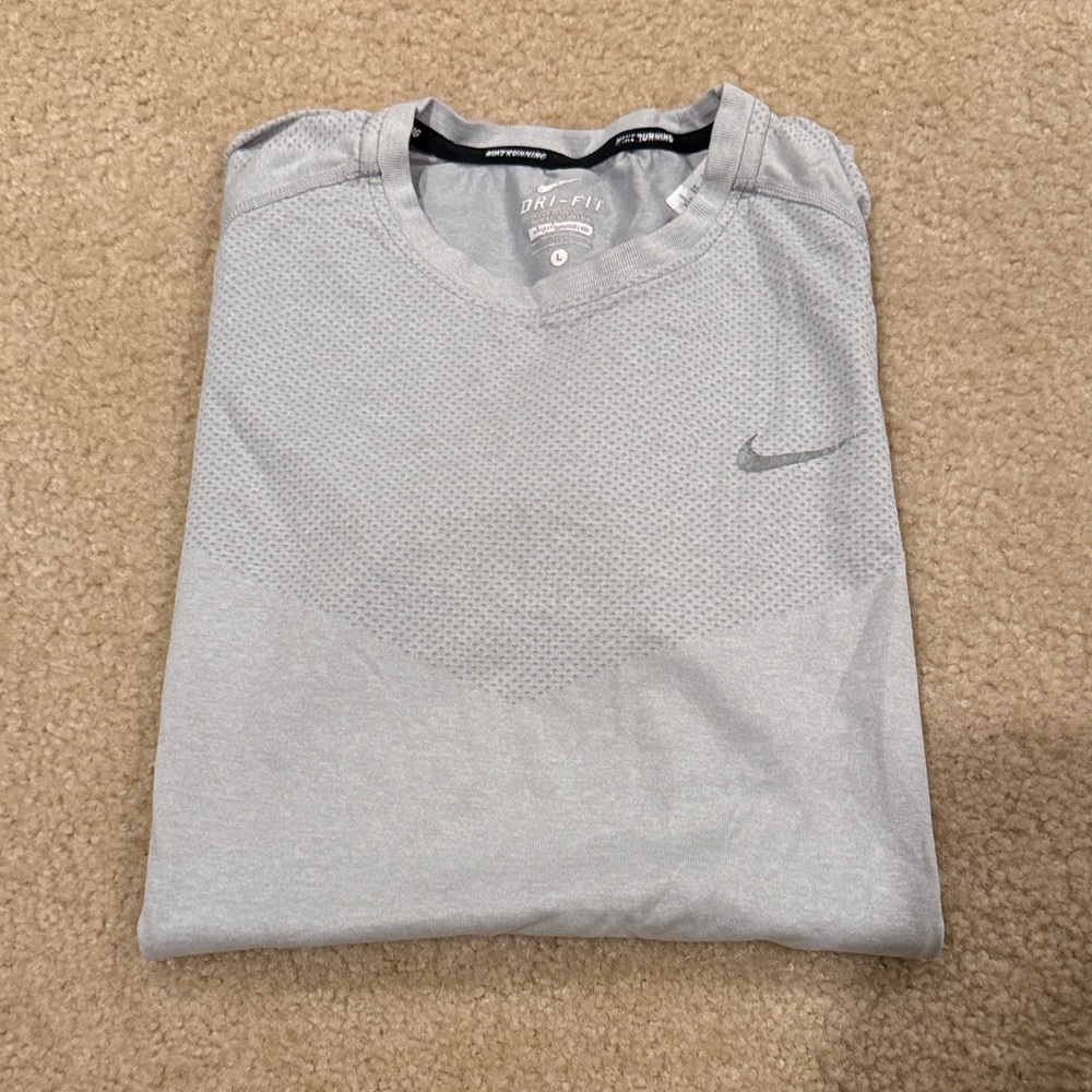 Nike Light Gray Dri-FIT Short Sleeve V-Neck Shirt
